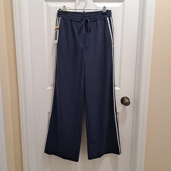 Rachel Roy Wide Leg Pants Women's Size Small Blue White Stripe Pull On New! - Picture 5 of 9